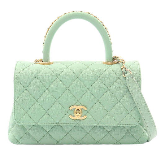 Chanel Mini Quilted Caviar Coco Chain Top Handle Bag