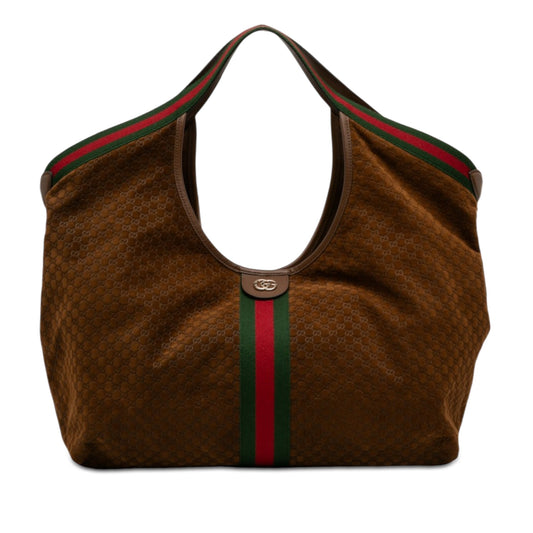 Gucci GG Suede Web Giglio Tote Bag