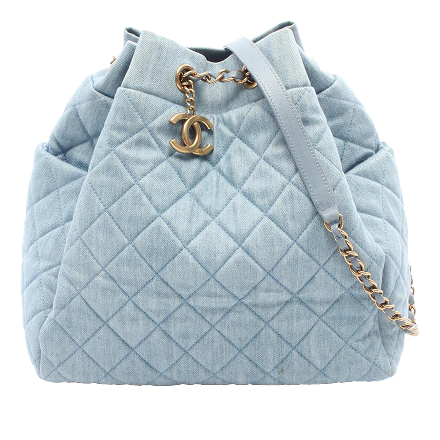 Chanel Quilted Washed Denim Urban Spirit Bucket Bag