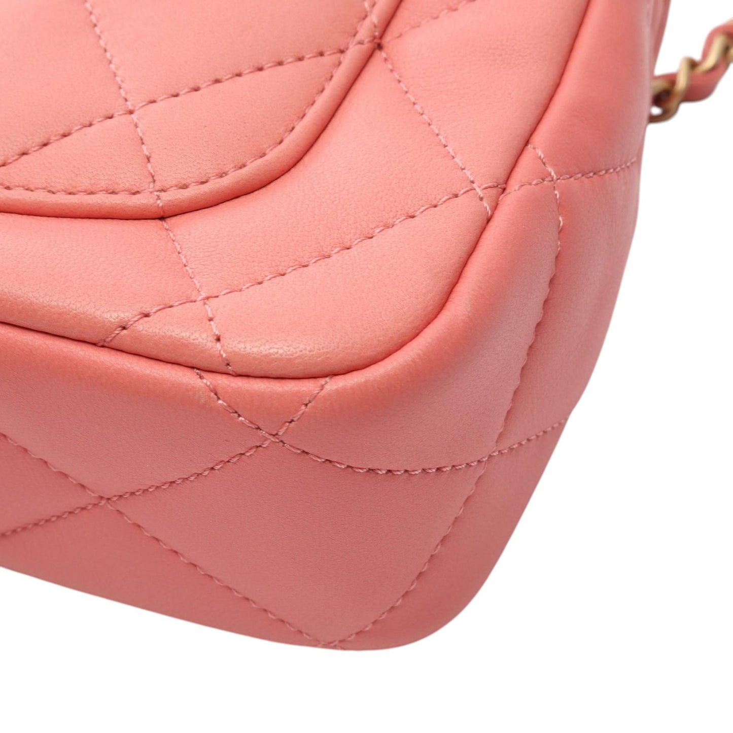 Chanel Quilted Lambskin Metal Chain Top Handle Bag Preloved
