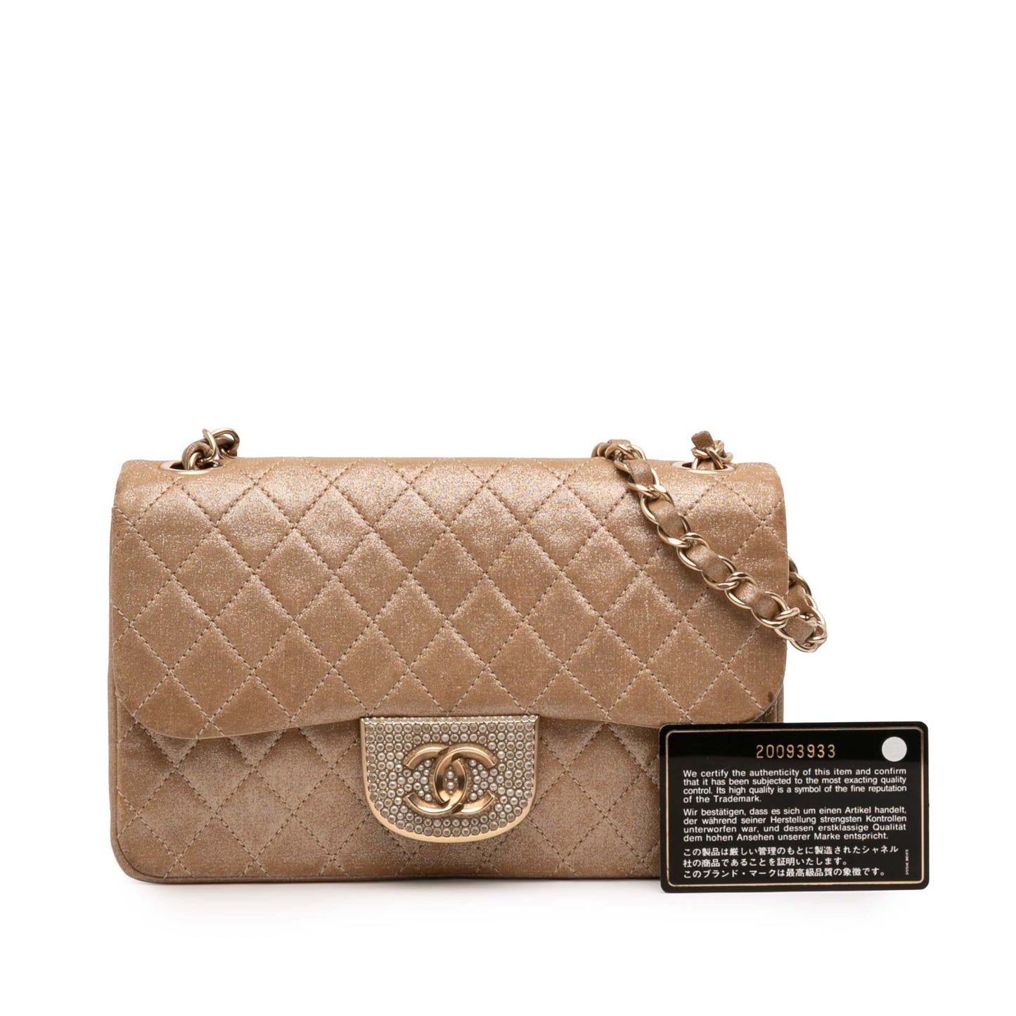 Chanel Iridescent Lambskin Pearl CC Crystal Flap