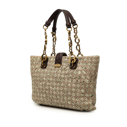 Bottega Veneta Printed Nappa Intrecciato Logo Lock Chain Tote