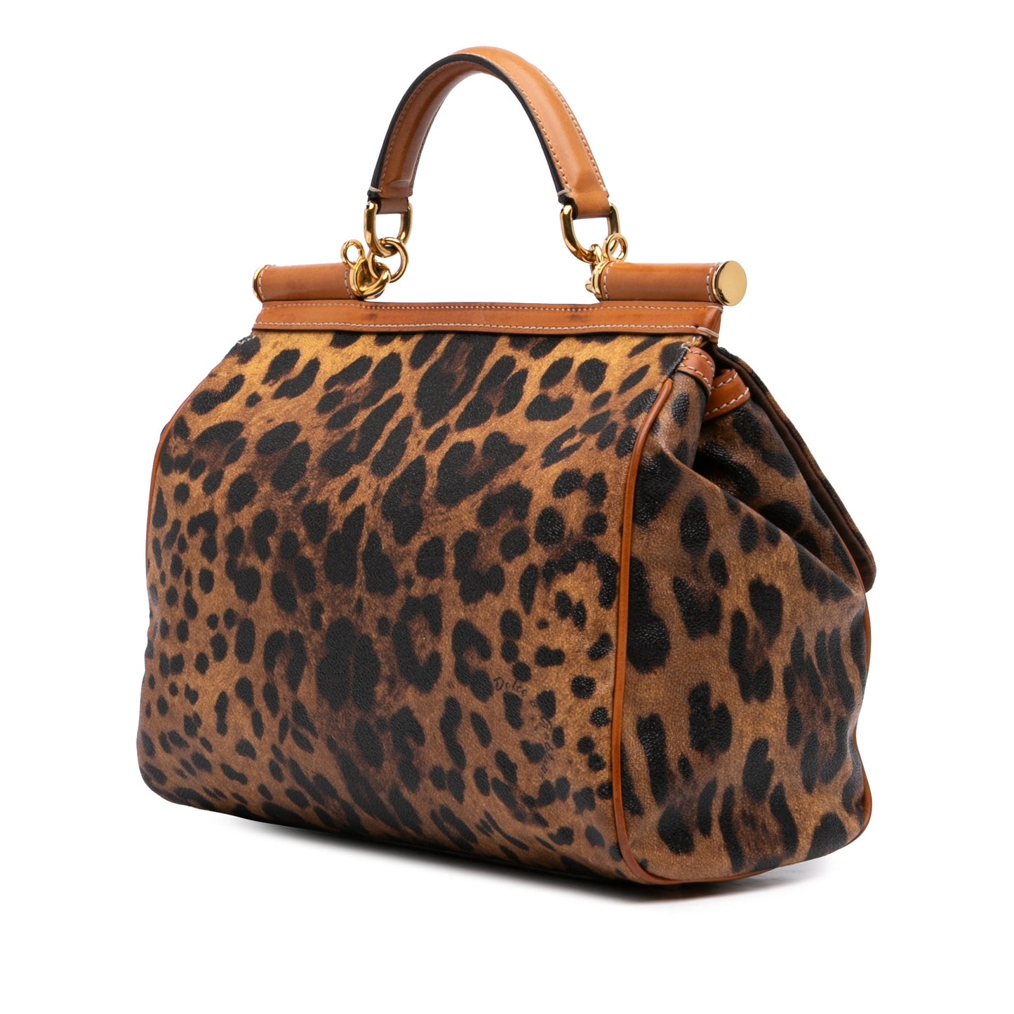 Dolce e Gabbana Leopard Print Coated Canvas Miss Sicily Bag