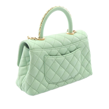 Chanel Mini Quilted Caviar Coco Chain Top Handle Bag