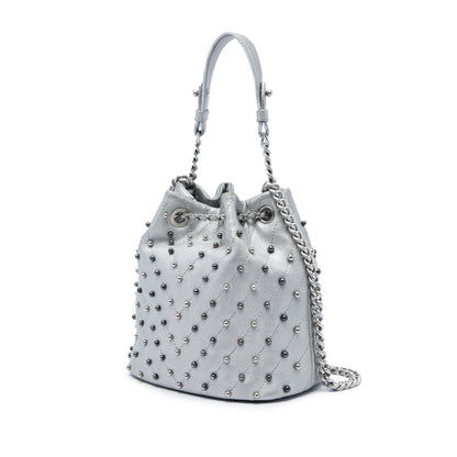 Chanel Small Metallic Chevron Lambskin Stud Wars Drawstring Bucket Bag