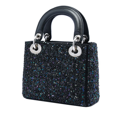 Dior Satin Sequin Embellished Lady Dior Bag Secondhand