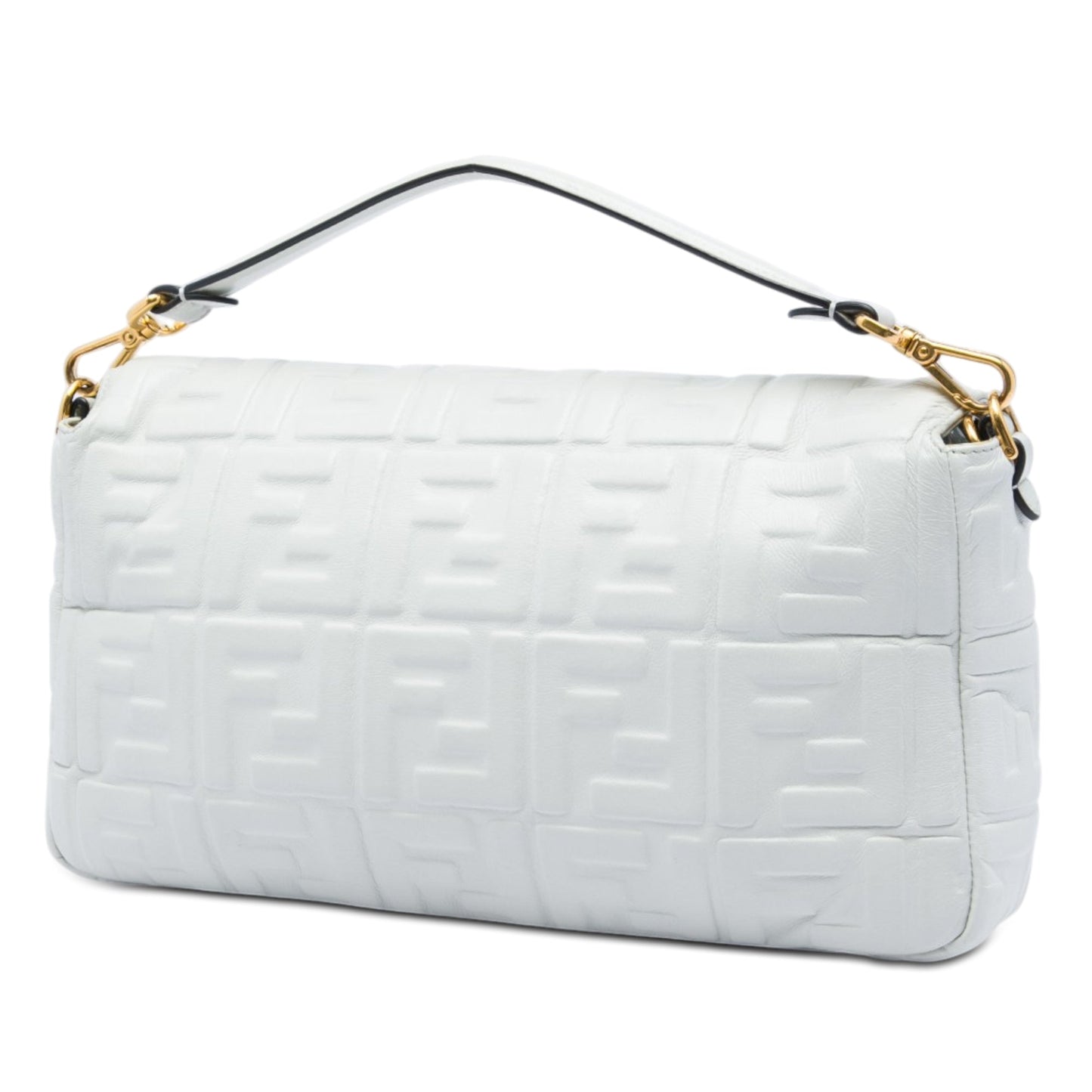 Fendi Large Zucca Embossed Leather Baguette Bag