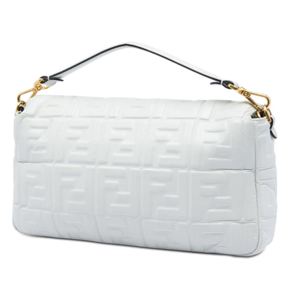 Fendi Large Zucca Embossed Leather Baguette Bag