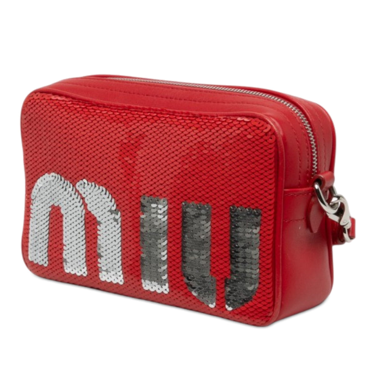 Miu Miu Sequins Paillettes and Calfskin Logo Crossbody