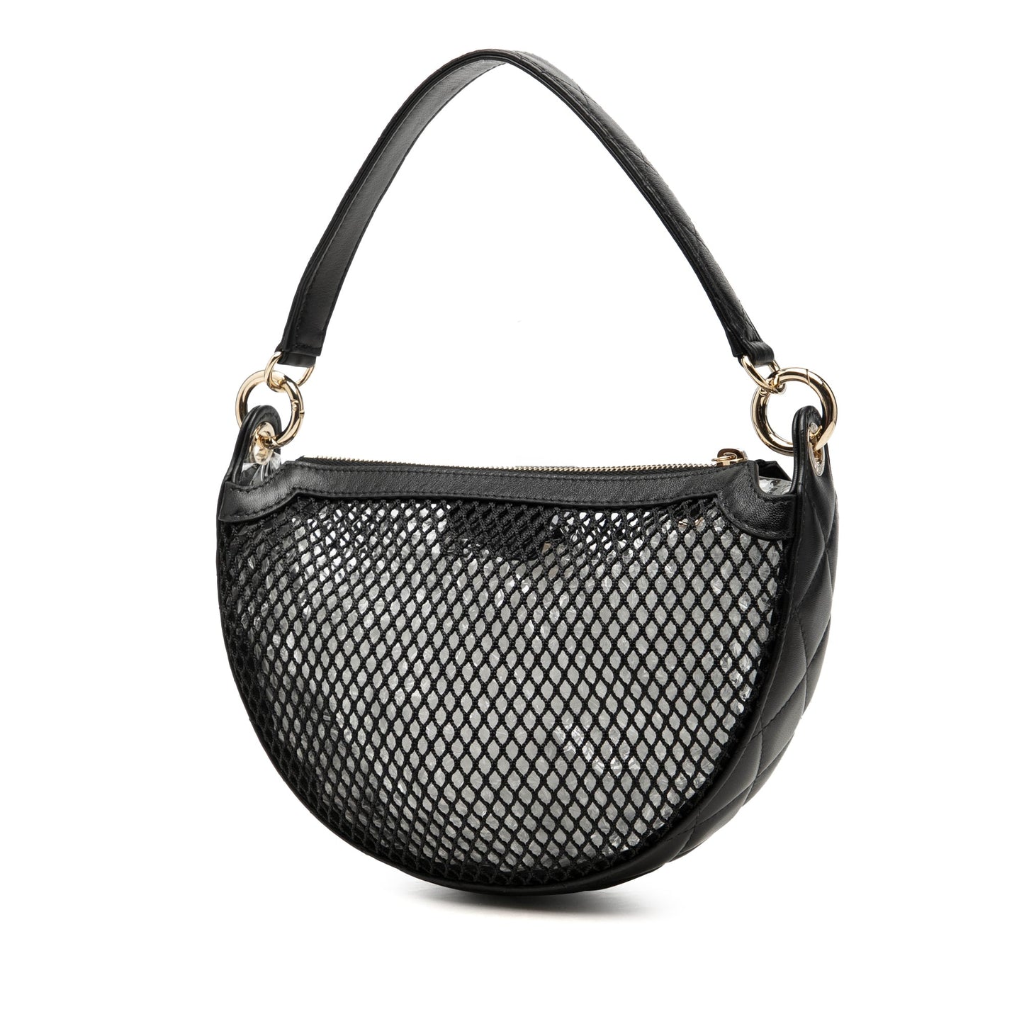 Chanel CC Mesh and Quilted Shiny Lambskin Chain Hobo Bag