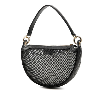 Chanel CC Mesh and Quilted Shiny Lambskin Chain Hobo Bag
