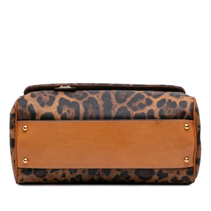 Dolce e Gabbana Leopard Print Coated Canvas Miss Sicily Bag