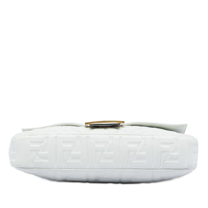Fendi Large Zucca Embossed Leather Baguette Bag
