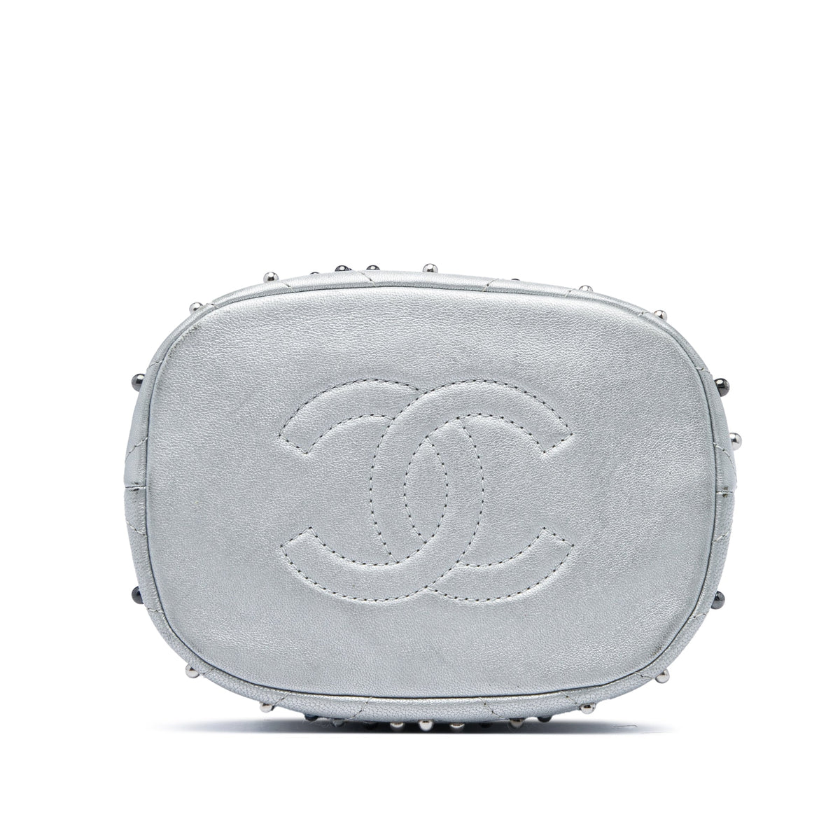 Chanel Small Metallic Chevron Lambskin Stud Wars Drawstring Bucket Bag