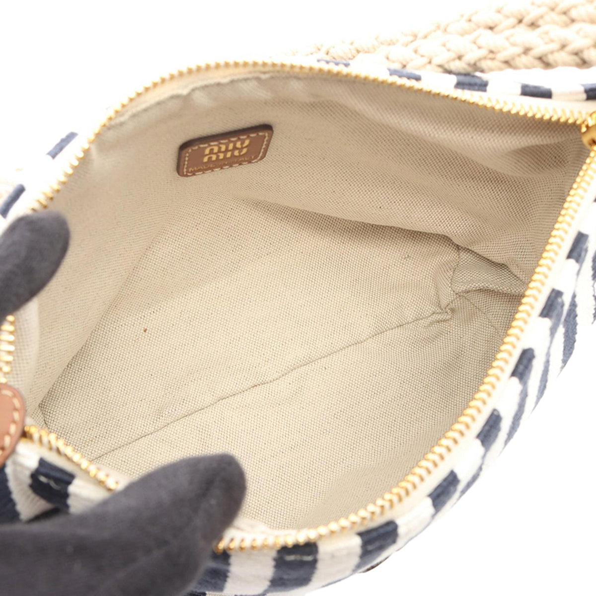 Miu Miu Cannette Righe Stripe Canvas Handbag
