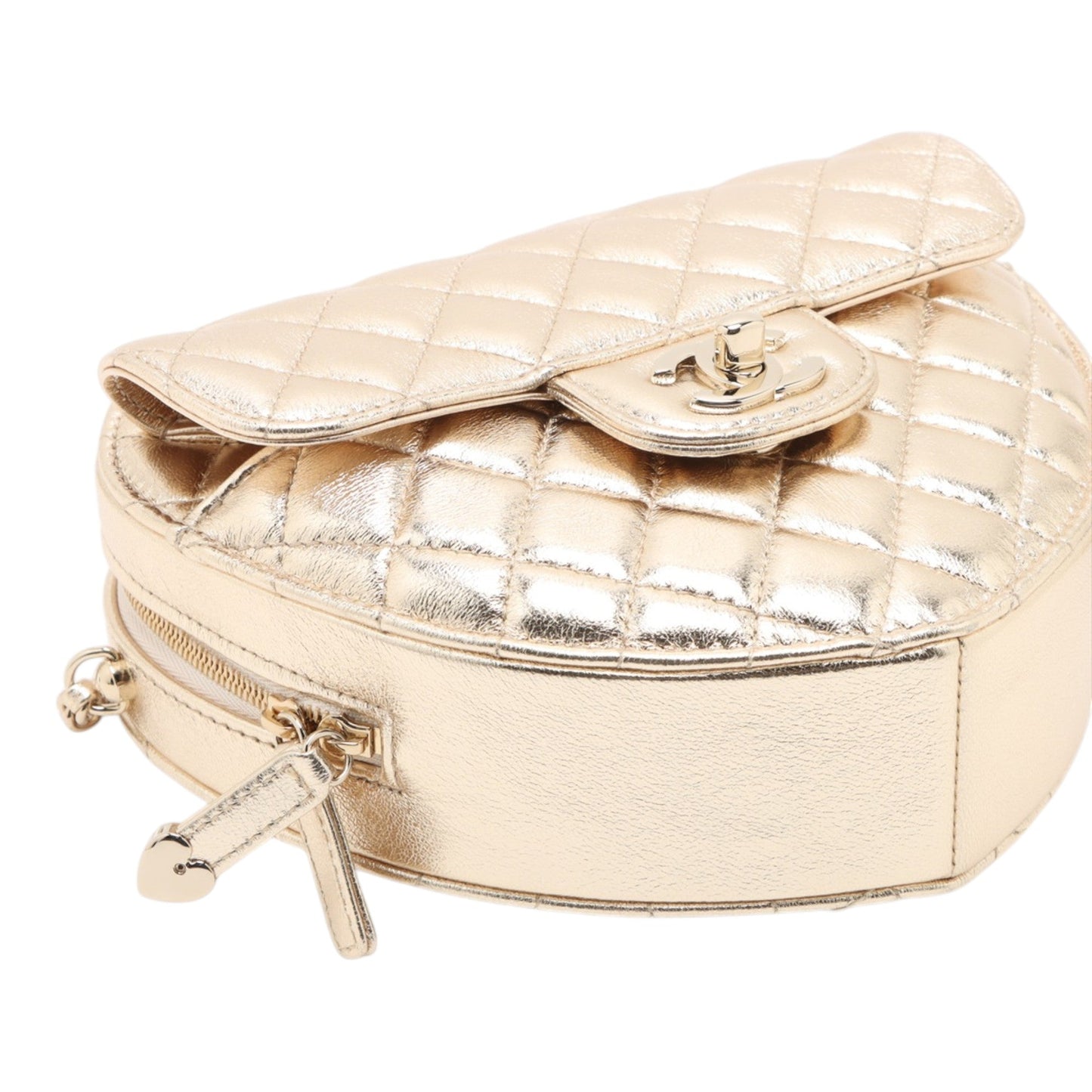 Chanel Metallic Quilted Lambskin CC in Love Heart Bag