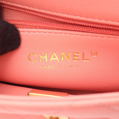 Chanel Quilted Lambskin Metal Chain Top Handle Bag Preloved