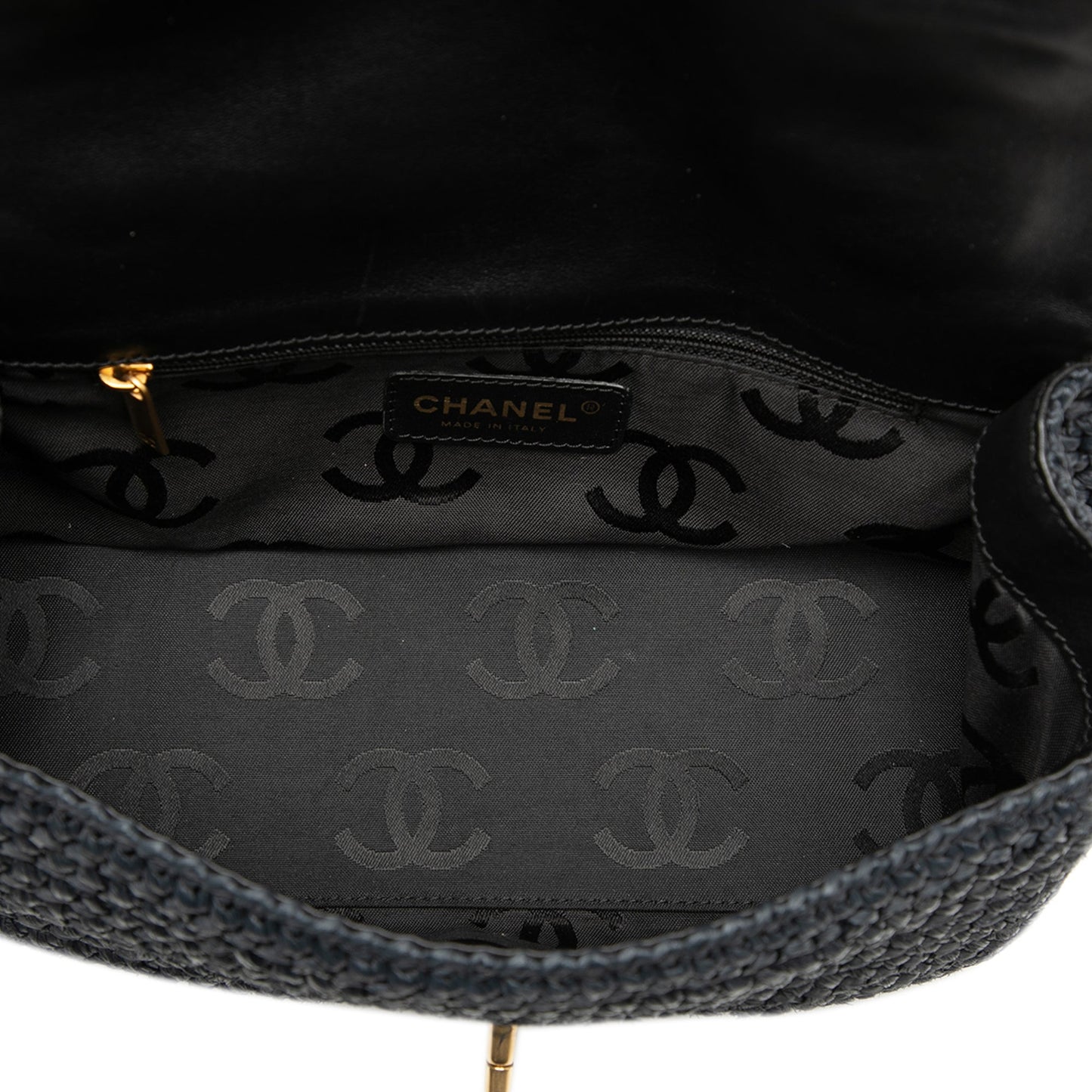 Chanel CC Woven Raffia Flap