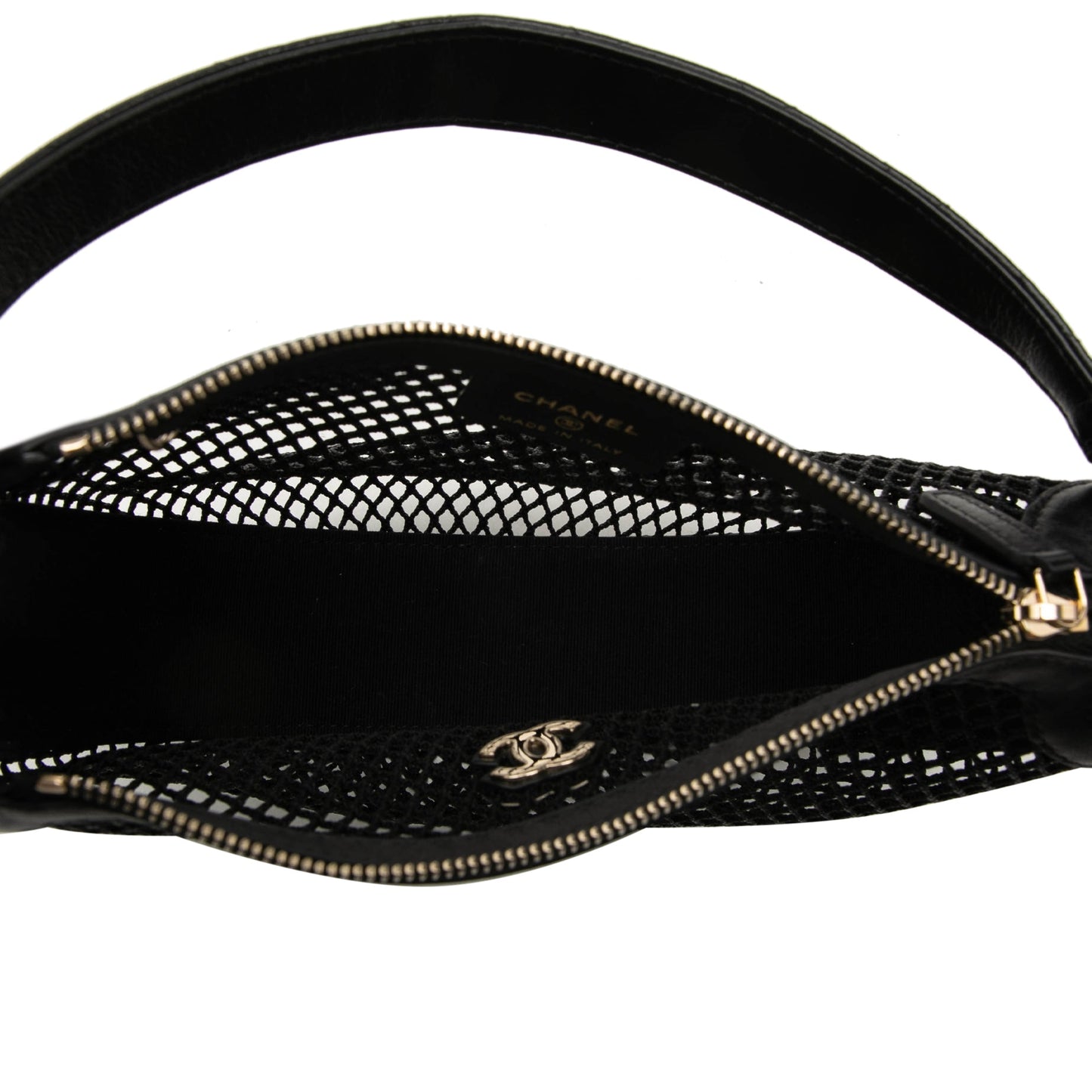 Chanel CC Mesh and Quilted Shiny Lambskin Chain Hobo Bag