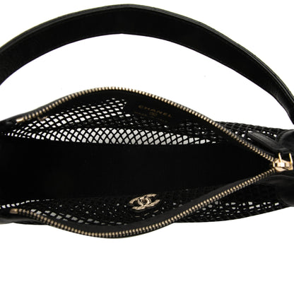 Chanel CC Mesh and Quilted Shiny Lambskin Chain Hobo Bag