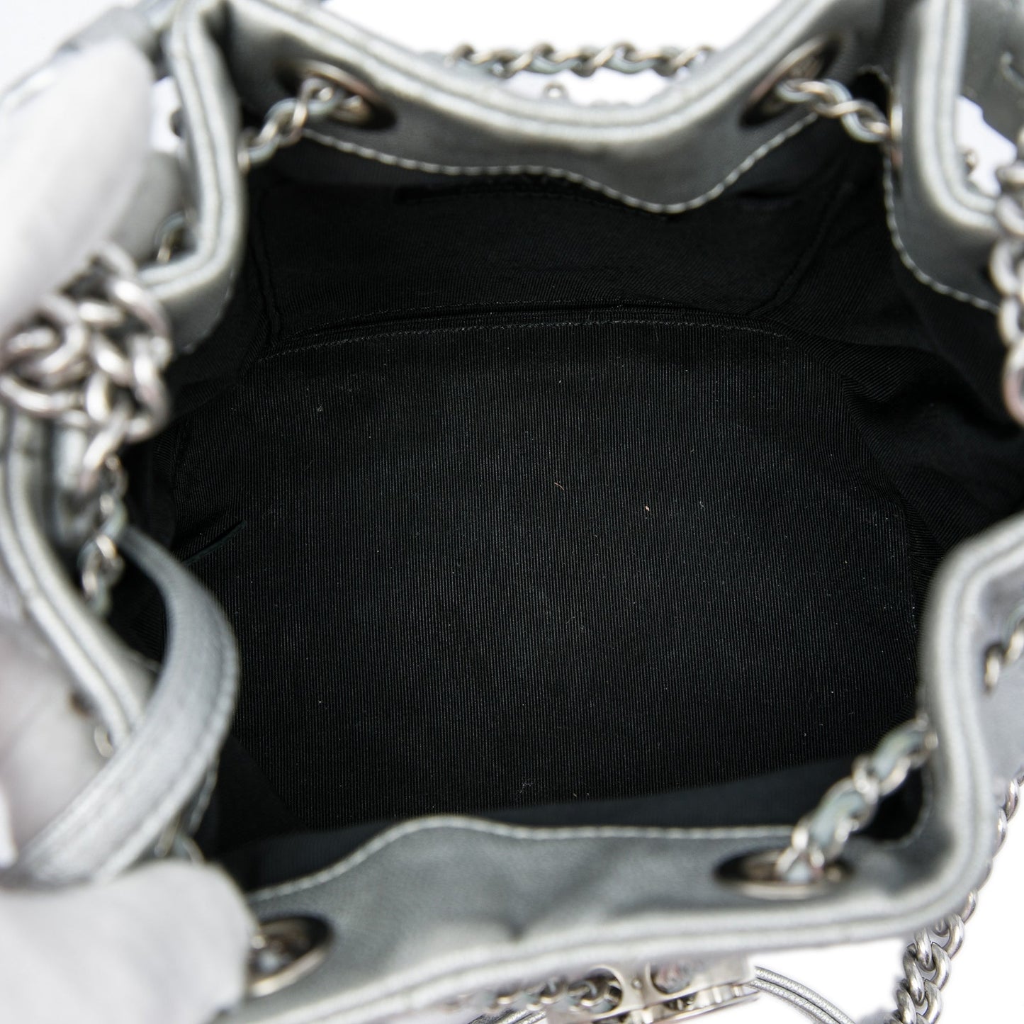 Chanel Small Metallic Chevron Lambskin Stud Wars Drawstring Bucket Bag