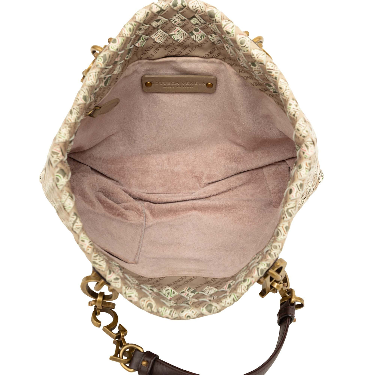 Bottega Veneta Printed Nappa Intrecciato Logo Lock Chain Tote
