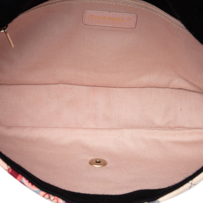 Chanel Jumbo Printed Nylon and Jersey Patchwork Single Flap Bag