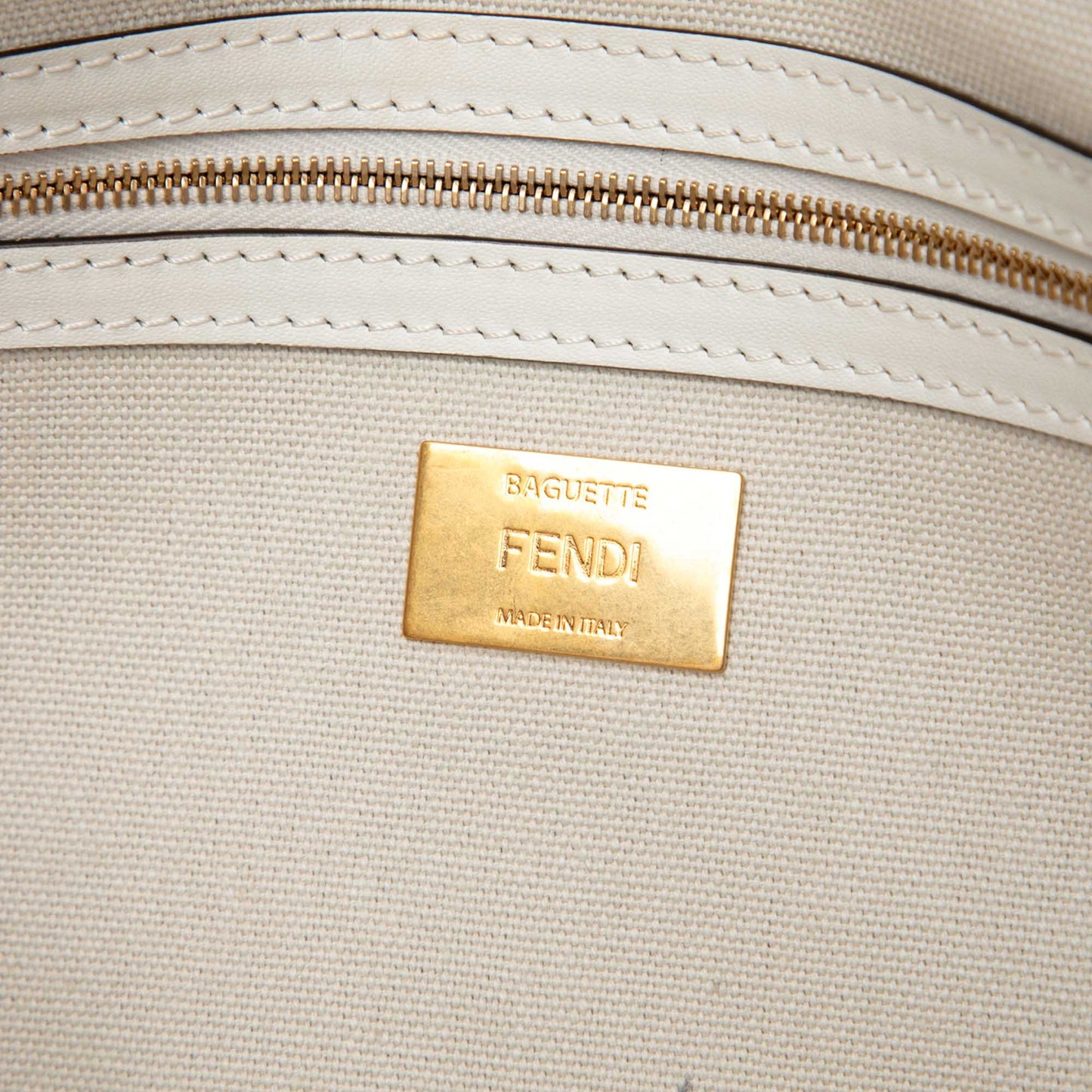 Fendi Zucca Embroidered Canvas Baguette Bag