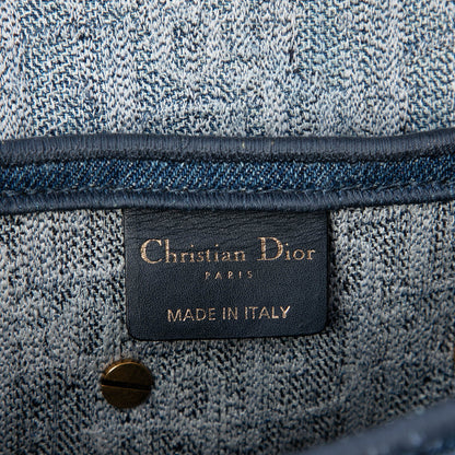 Dior Oblique Embroidered Denim Saddle Bag