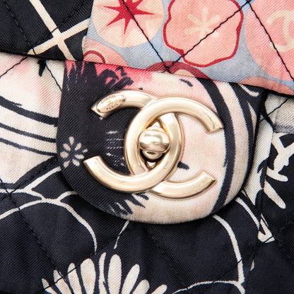 Chanel Jumbo Printed Nylon and Jersey Patchwork Single Flap Bag