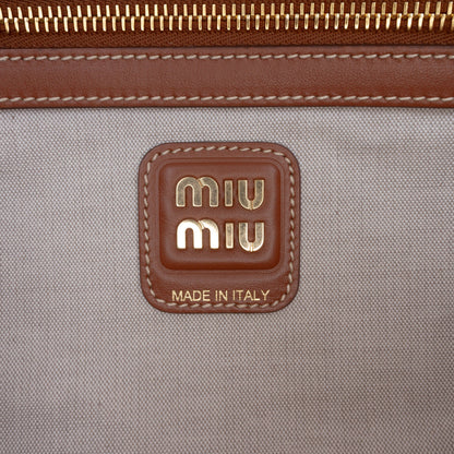 Miu Miu Large Canvas and Leather Logo Beau Handbag