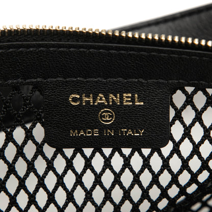 Chanel CC Mesh and Quilted Shiny Lambskin Chain Hobo Bag