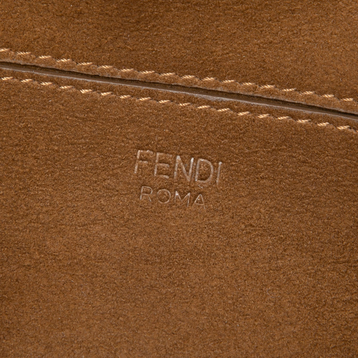 Fendi Zucca Embossed Technical Fabric Chain Midi Baguette Bag