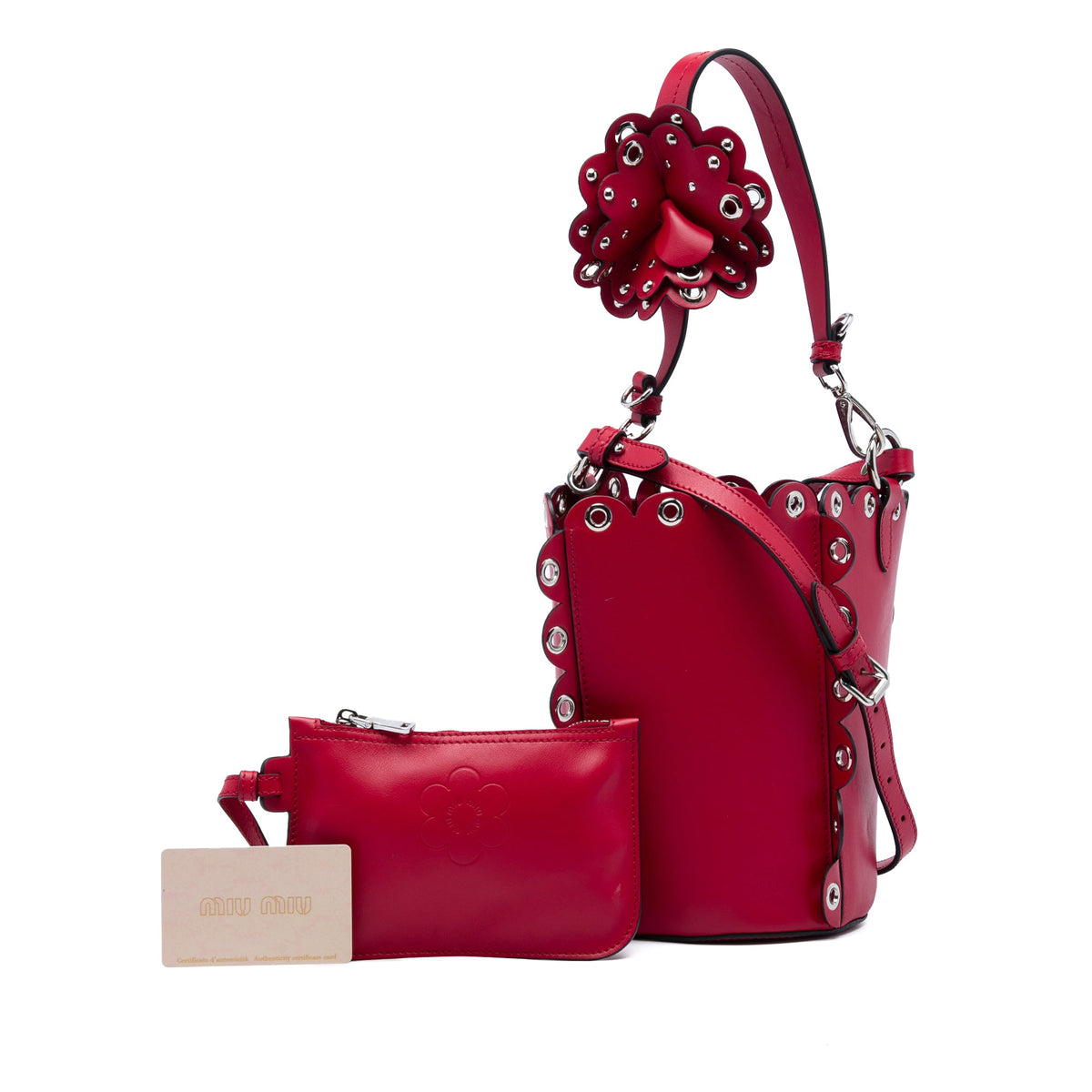 Miu Miu Scalloped Grommet Bucket Bag