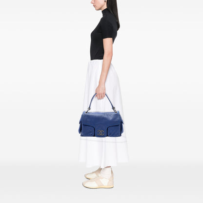Chanel Glazed Caviar Coco Rider Multi Pocket Rider Flap Bag