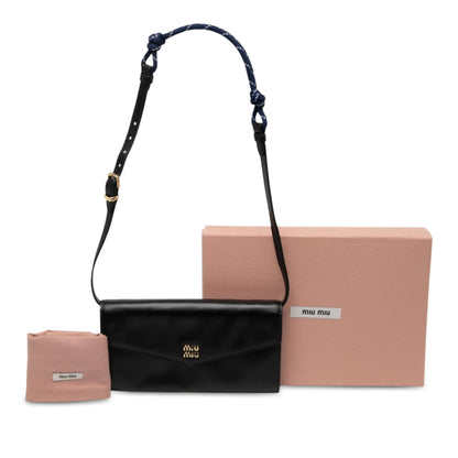 Miu Miu Soft Calf Logo Wallet on Strap Bag