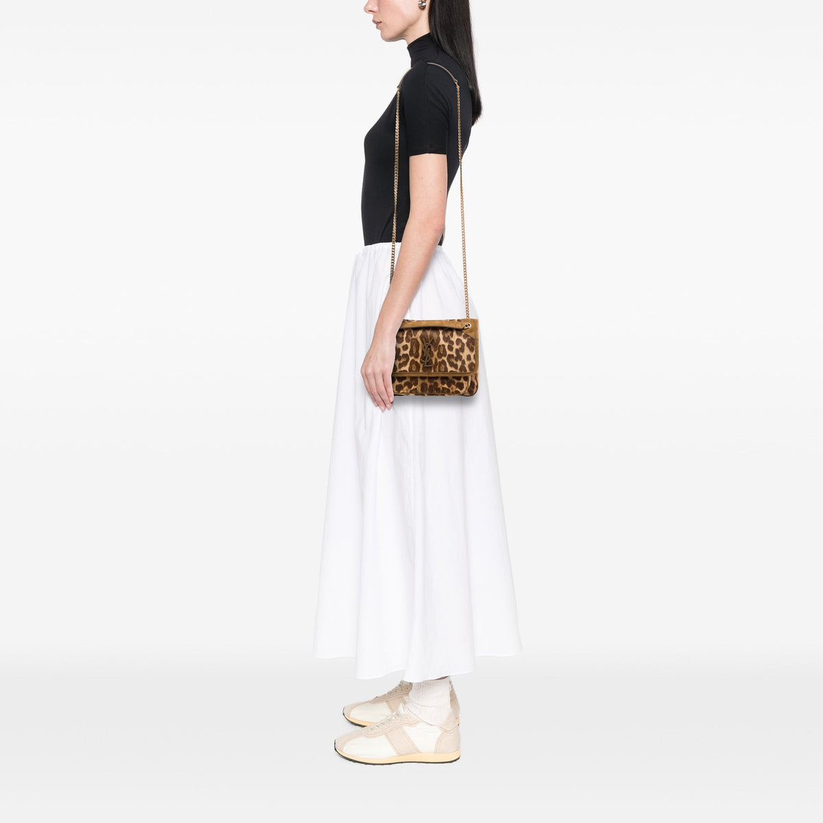 Saint Laurent Pony Hair Leopard Print Niki Bag