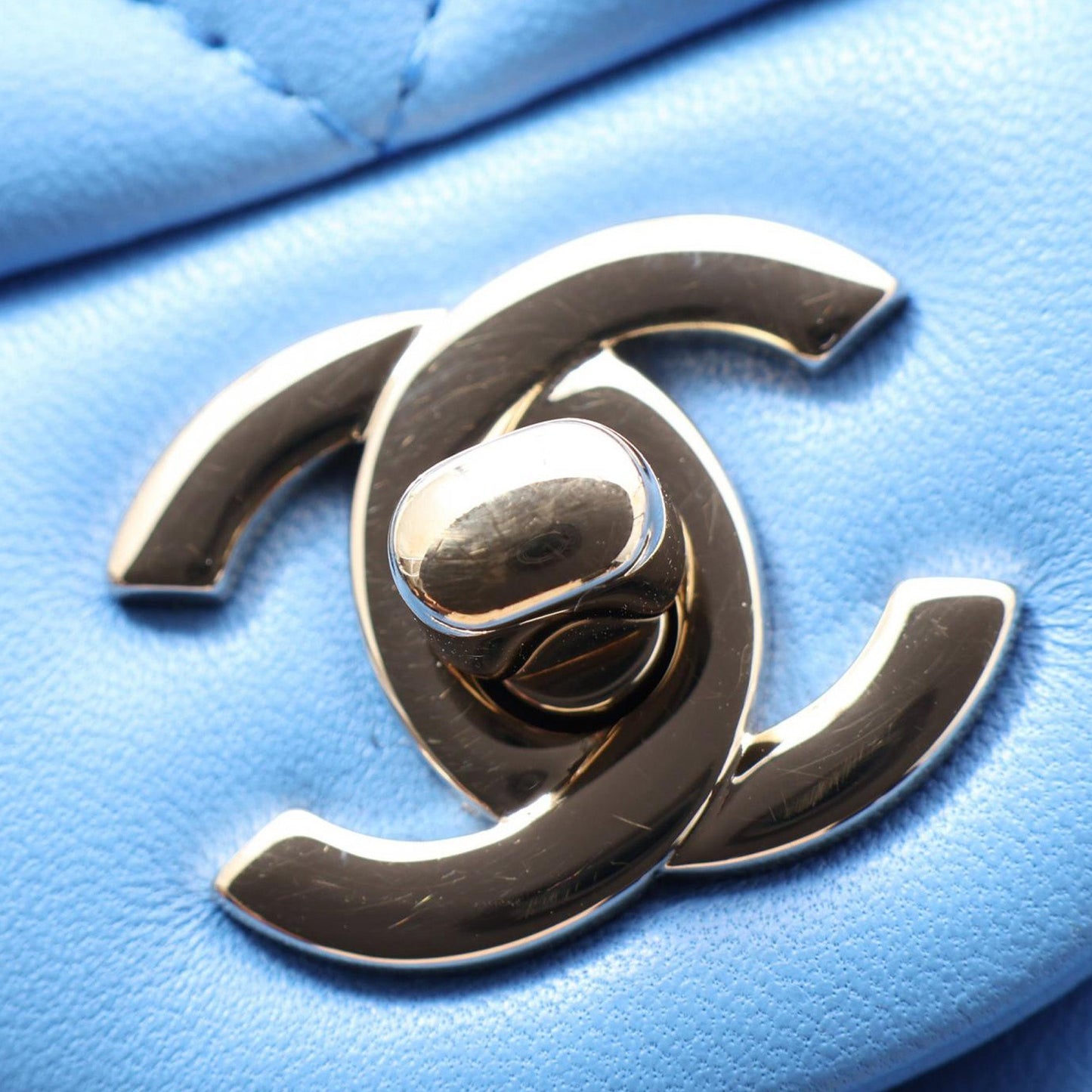 Chanel Quilted Lambskin Metal Chain Top Handle Bag Preloved