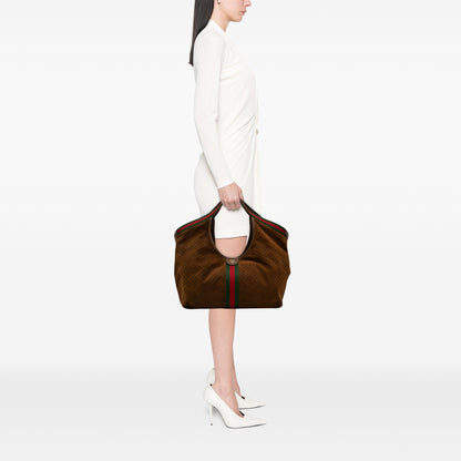 Gucci GG Suede Web Giglio Tote Bag