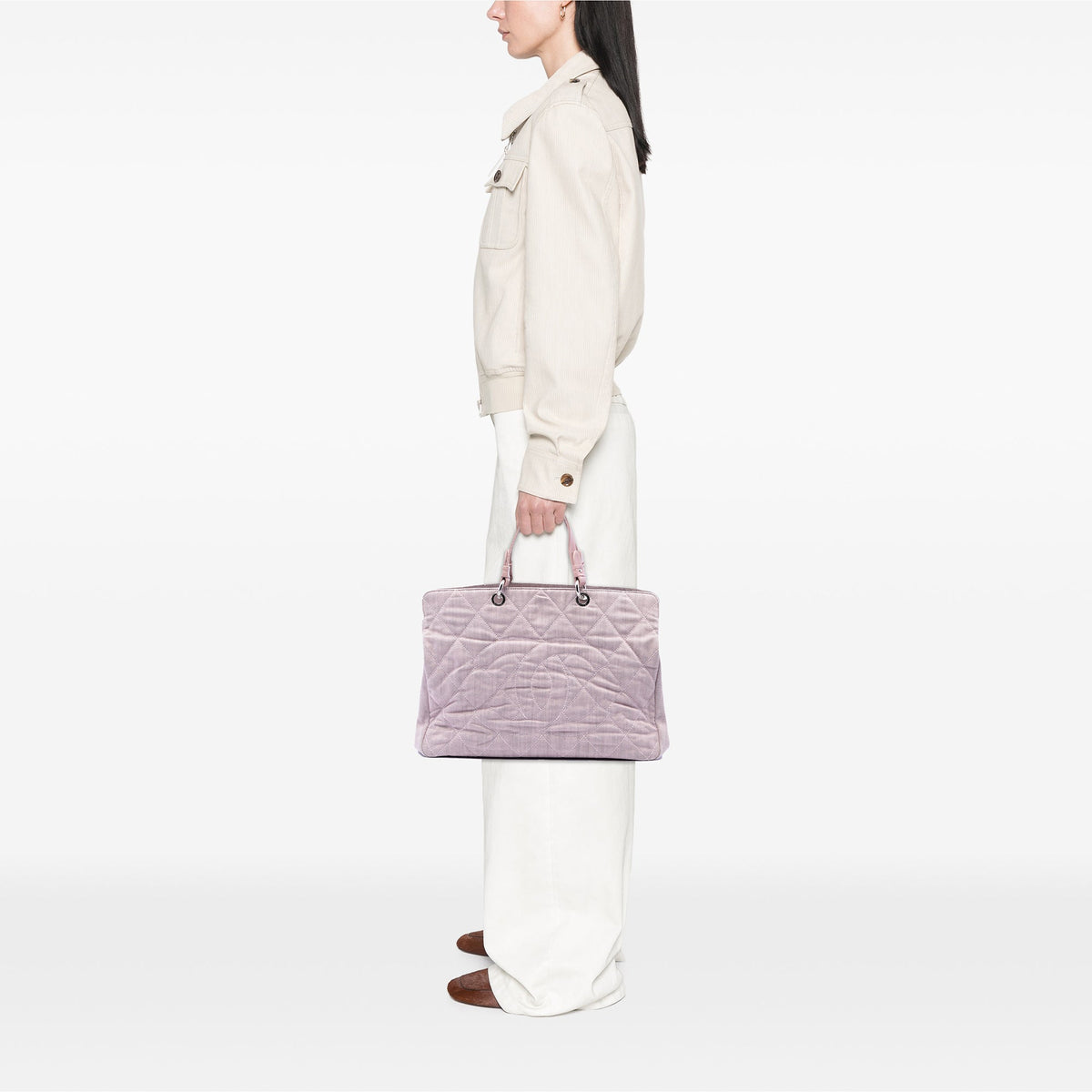 Chanel Large CC Quilted Denim Tote