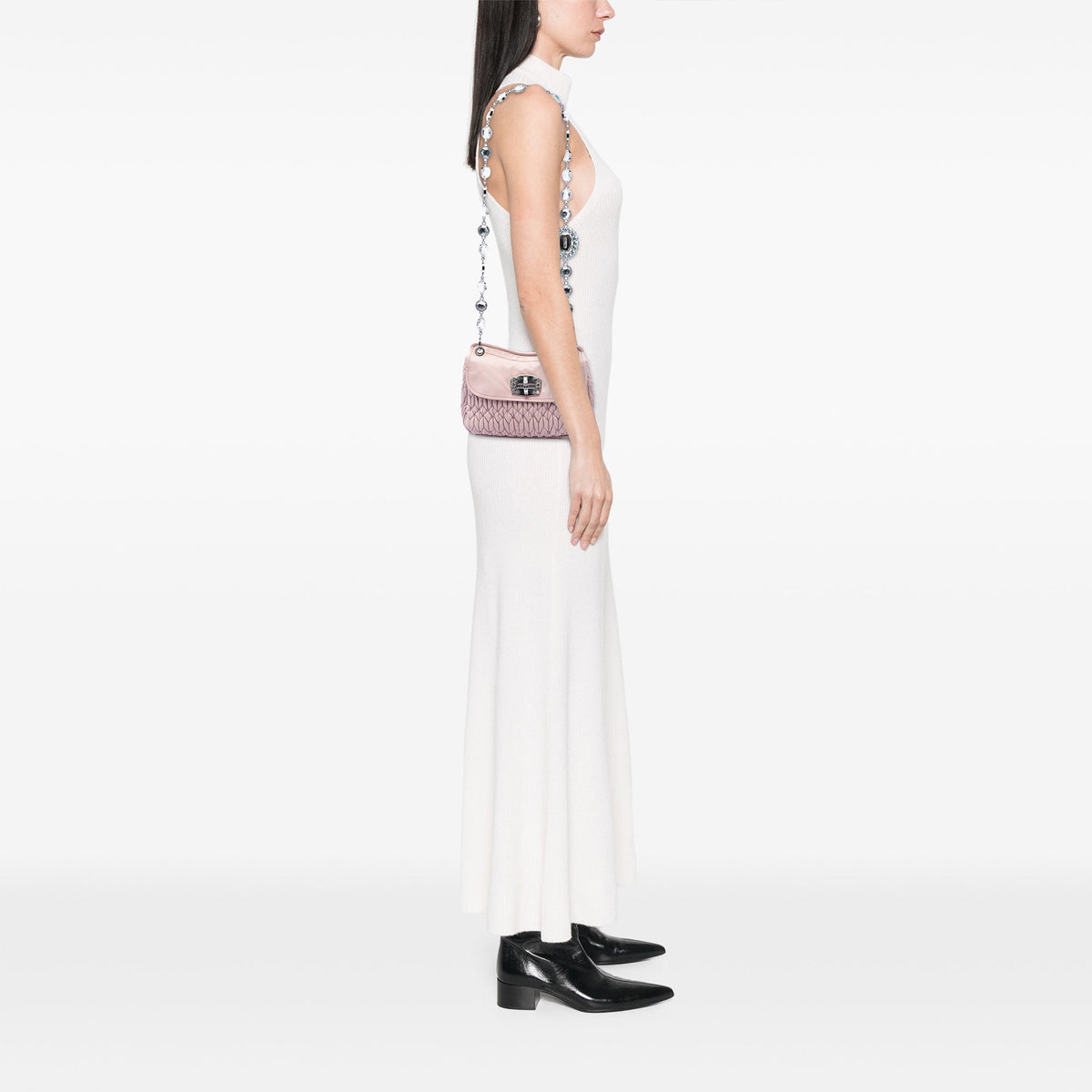 Miu Miu Matelasse Nappa Crystal Chain Crossbody