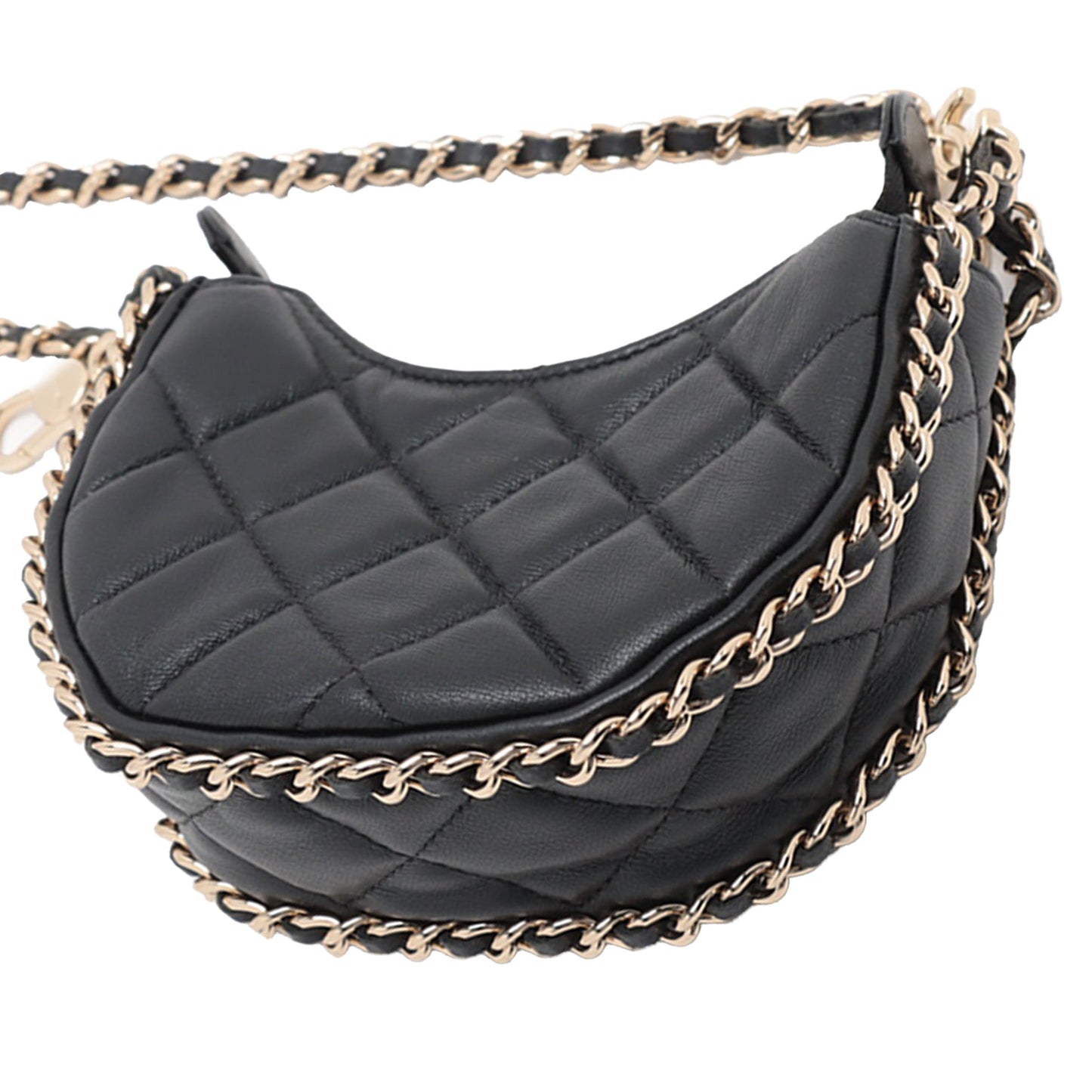 Chanel Quilted Lambskin Chain Around Hook Hobo Bag Preloved