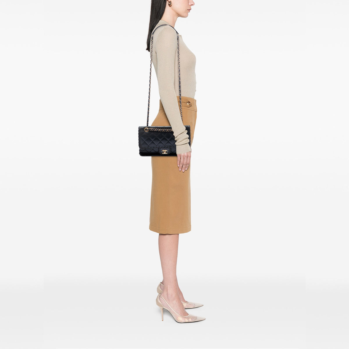 Chanel Medium Quilted Iridescent Calfskin Happy Stitch Flap