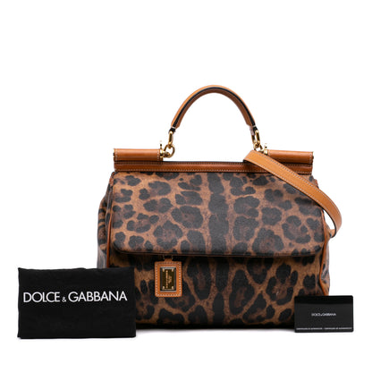 Dolce e Gabbana Leopard Print Coated Canvas Miss Sicily Bag