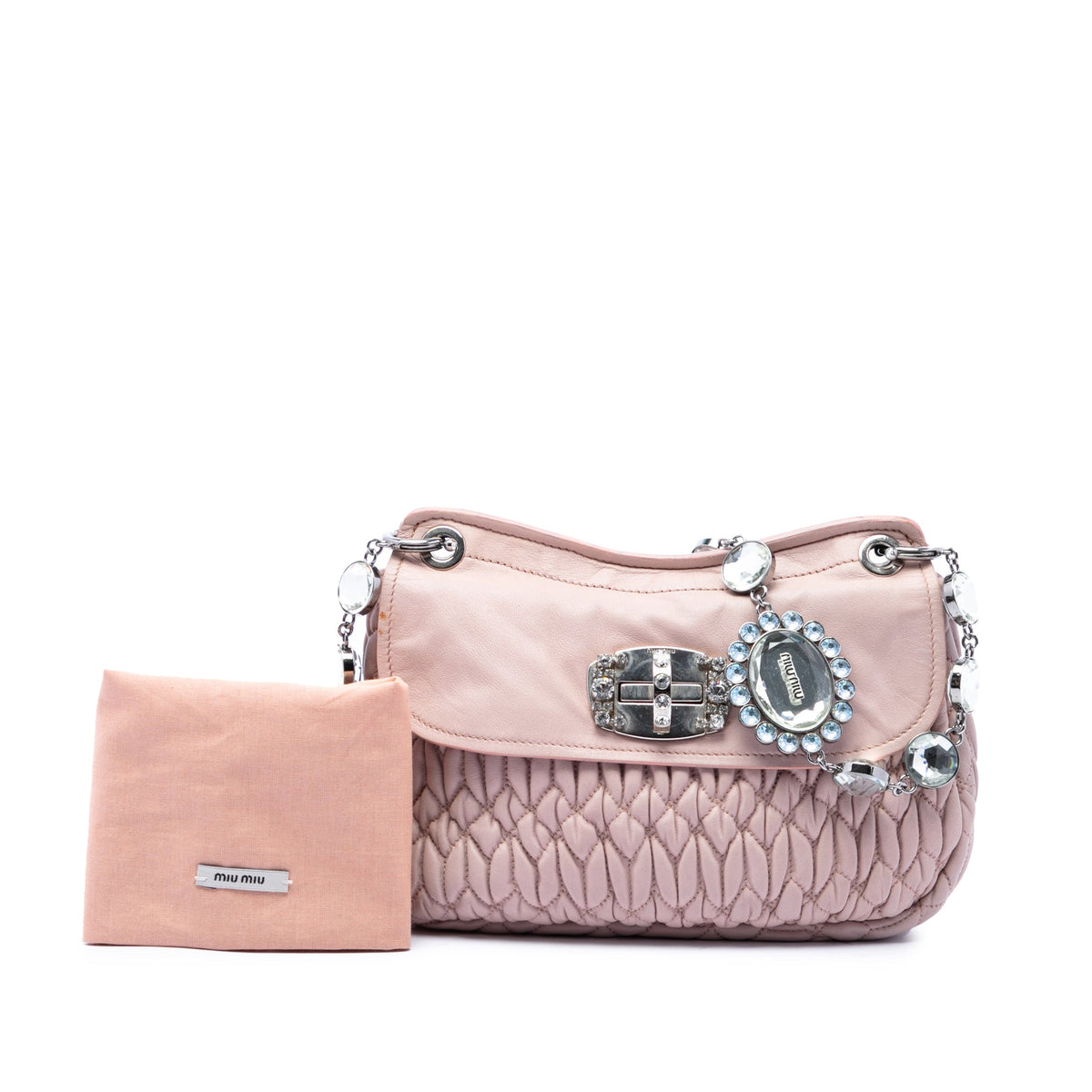Miu Miu Matelasse Nappa Crystal Chain Crossbody