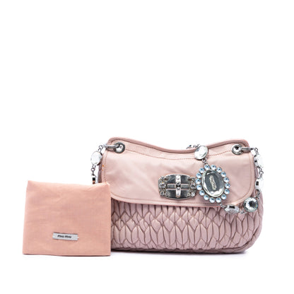 Miu Miu Matelasse Nappa Crystal Chain Crossbody