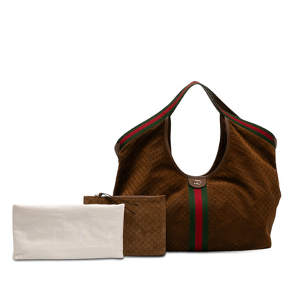 Gucci GG Suede Web Giglio Tote Bag
