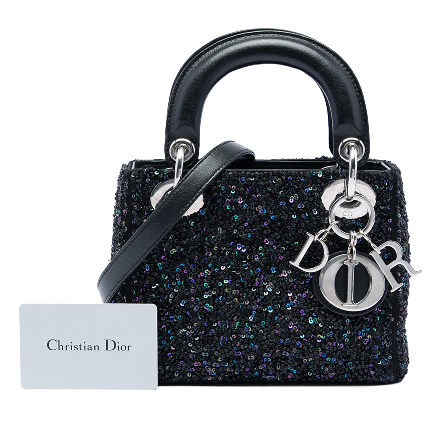 Dior Satin Sequin Embellished Lady Dior Bag Secondhand