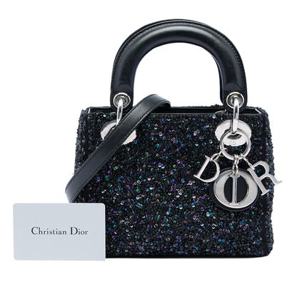 Dior Satin Sequin Embellished Lady Dior Bag Secondhand