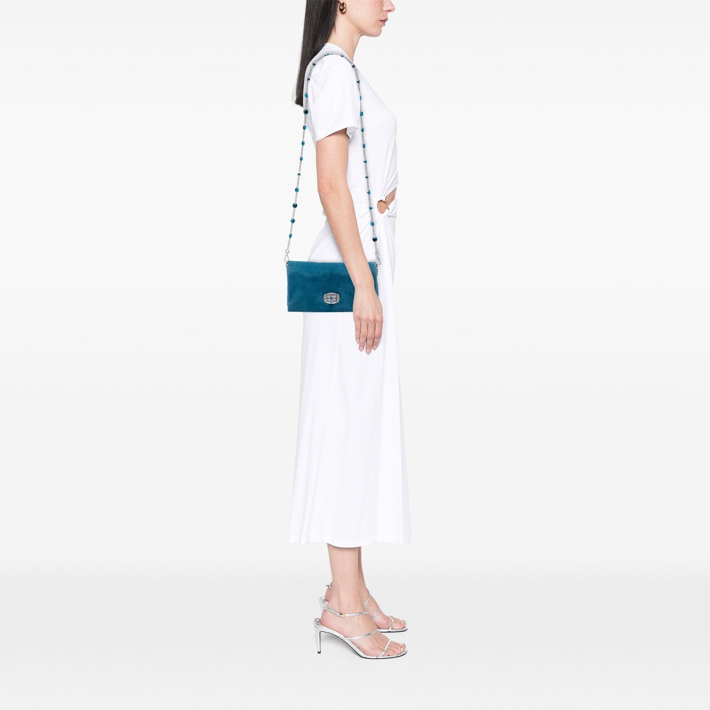 Miu Miu Suede Crystal Chain Bag